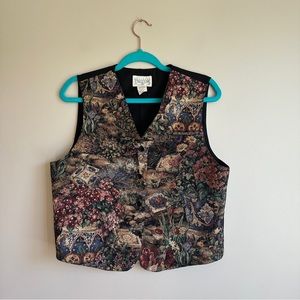 Vintage Woven Patterned Button Vest M